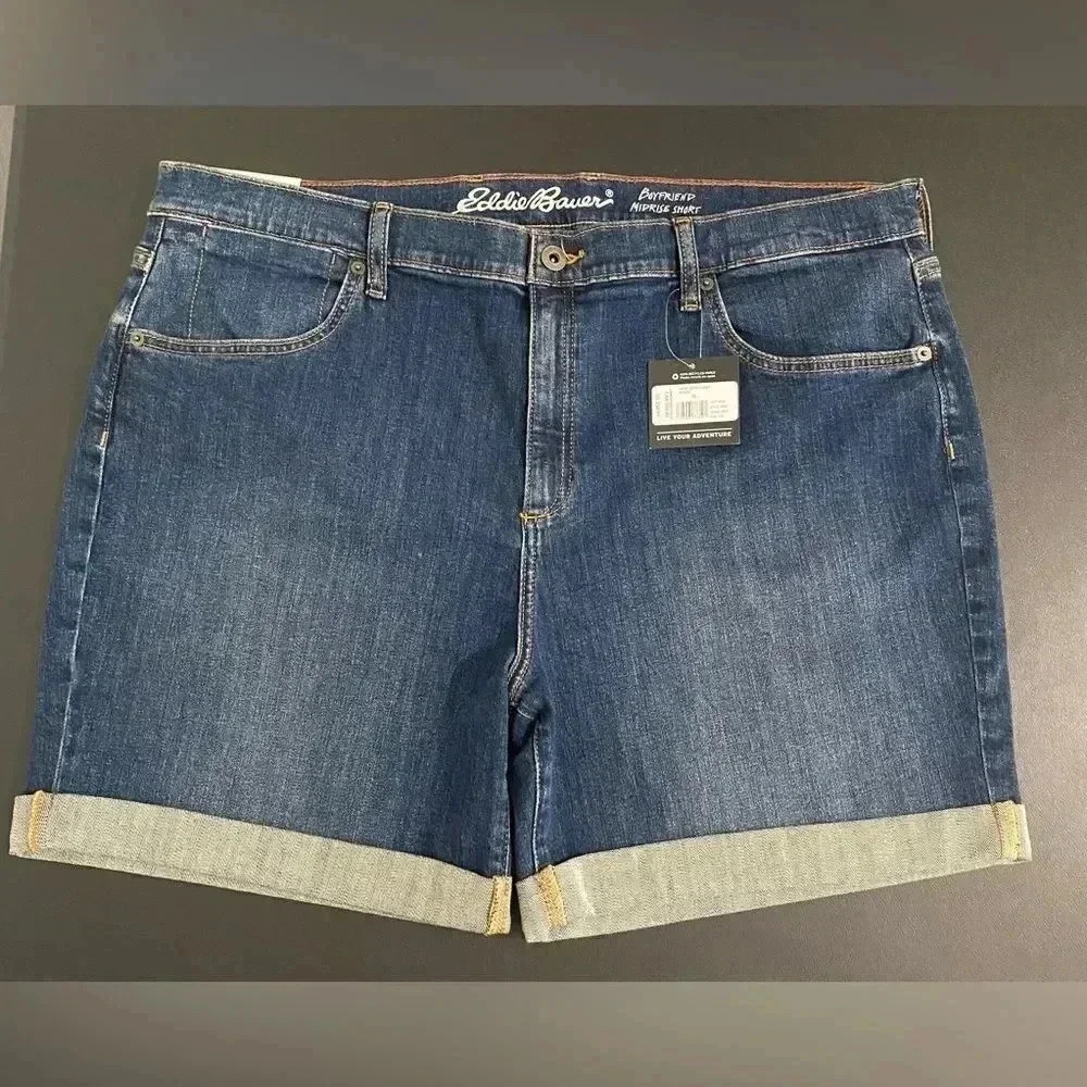 New Eddie Bauer Boyfriend Jean Shorts Plus Size Stretch - Picture 2 of 11